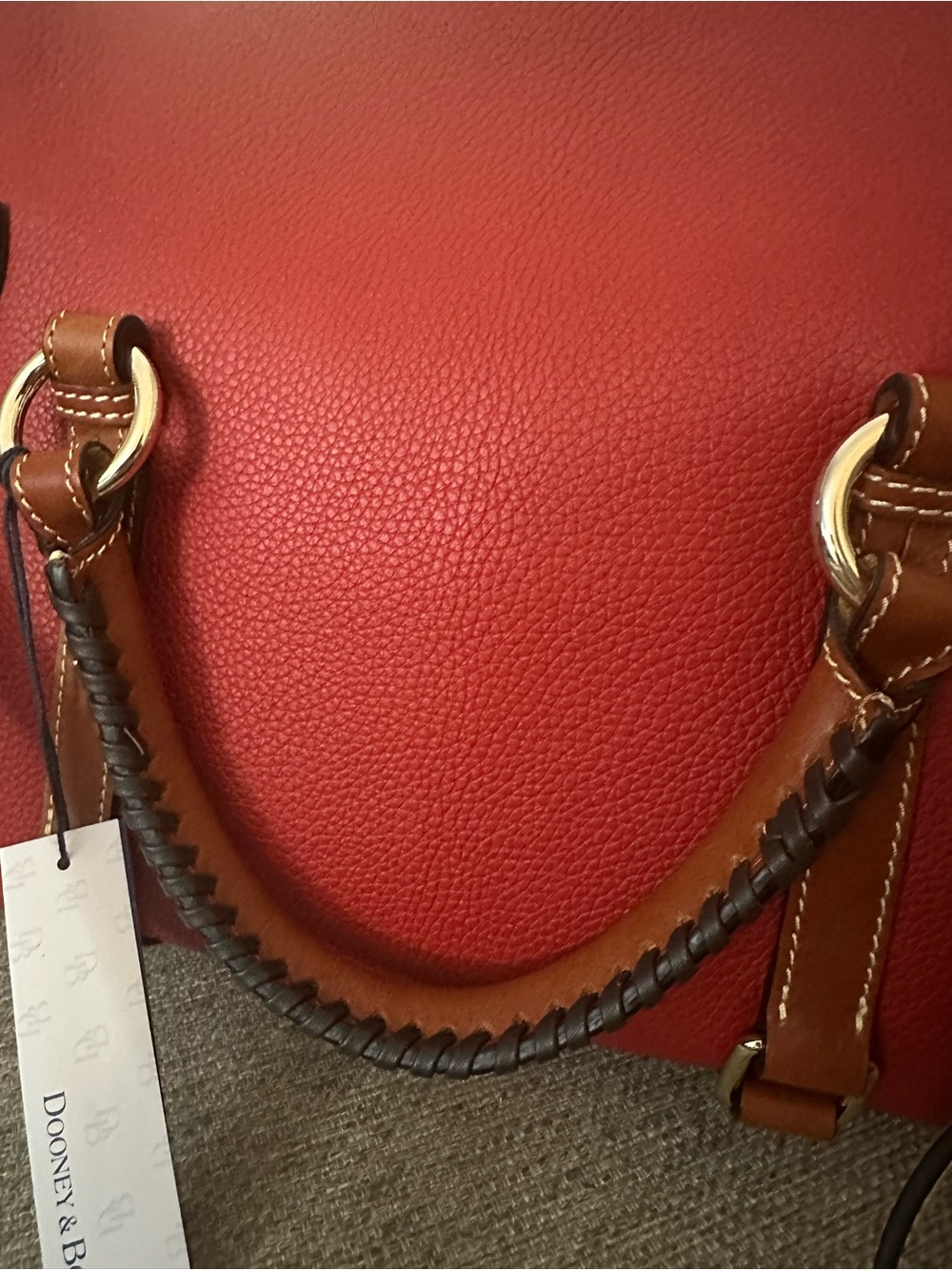 Dooney & Bourke LARGE Red Pebbled Leather Satchel - Shoulder Bag NWT $598 MSRP - Picture 10 of 15